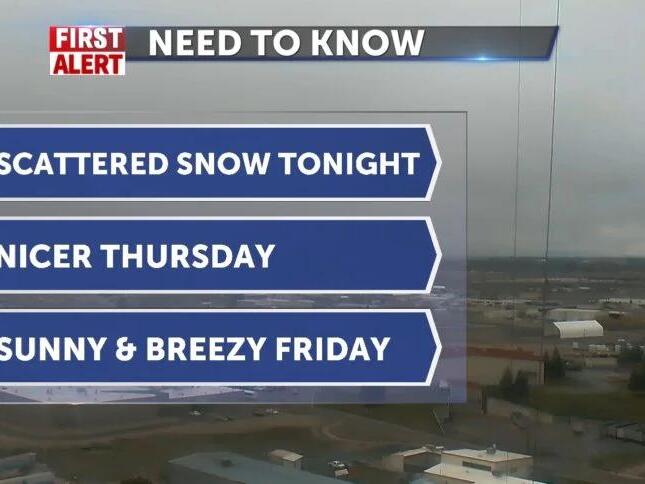A few isolated snow showers heading into Thursday with nicer weather ...