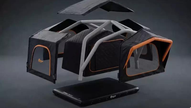 45-lb rooftop duffel tent rides in the car, camps on the roof & beyond