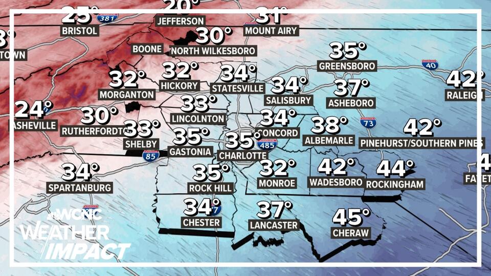 Snow flurries fall across Charlotte during November Arctic blast ...