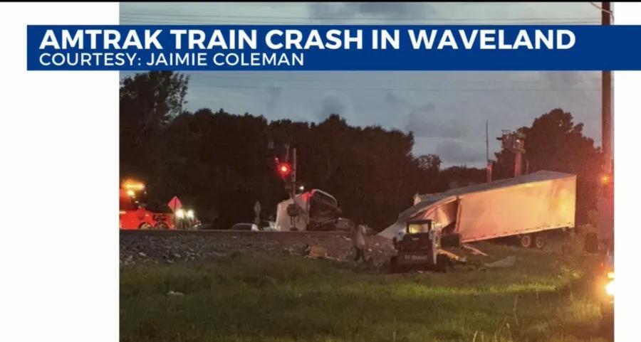 Amtrak train crash with 18-wheeler in Mississippi
