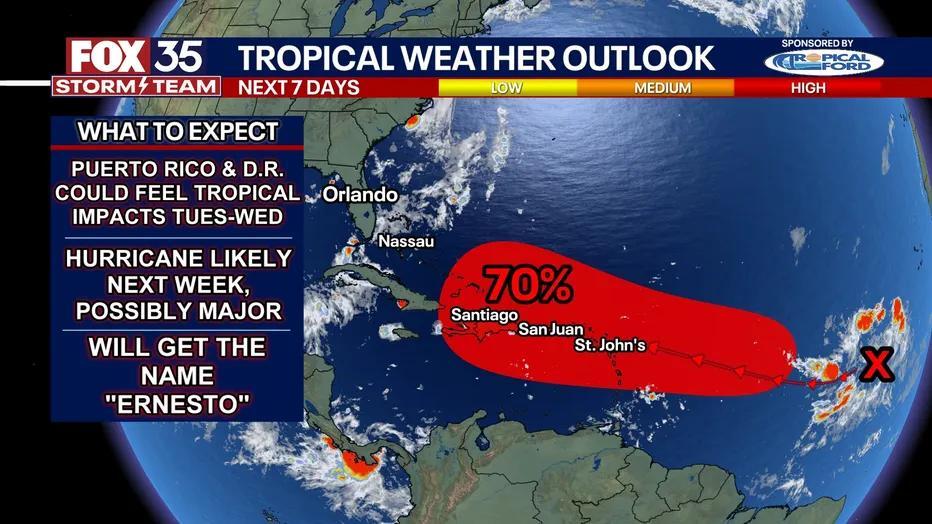 Tropical Storm Ernesto could form next week as forecasters increase ...