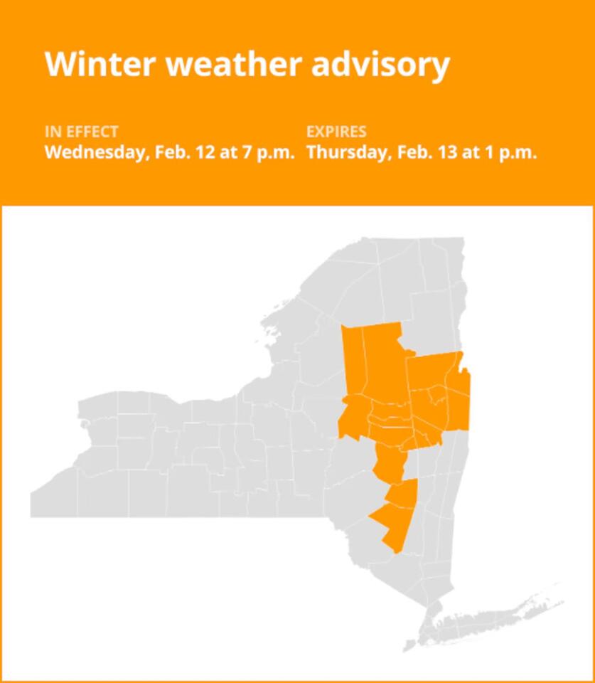 NY weather: Winter weather advisory affecting New York Wednesday and ...