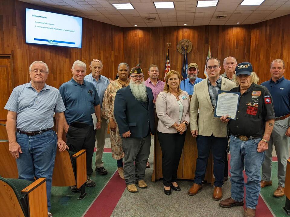 Mayor Staci Mitchell declares the City of West Monroe a Purple Heart City