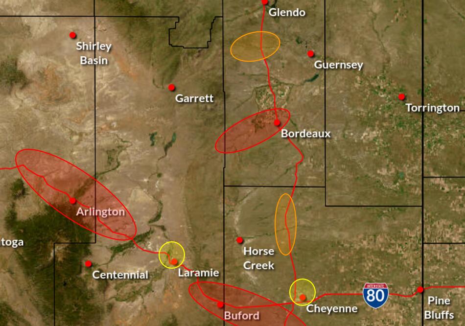 Map Of Wyoming's Most Gusty Driving Areas - NewsBreak