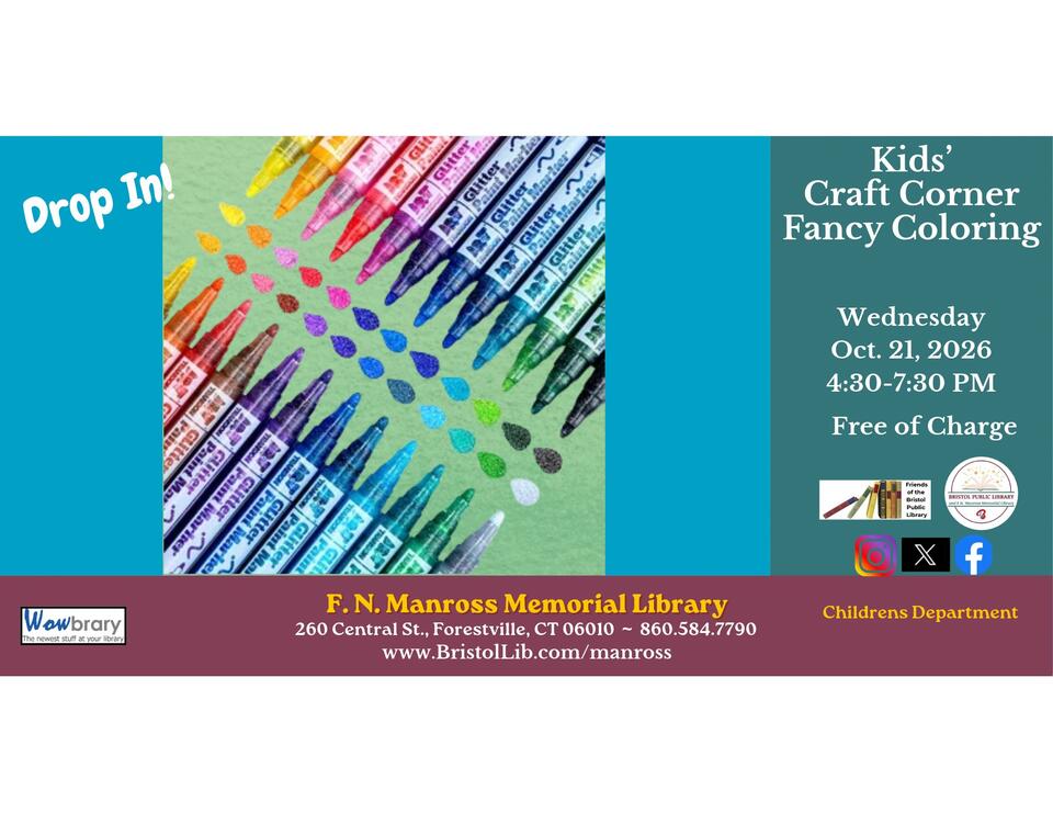 📅 Free Fancy Coloring Drop-In for Kids at Manross Library - NewsBreak