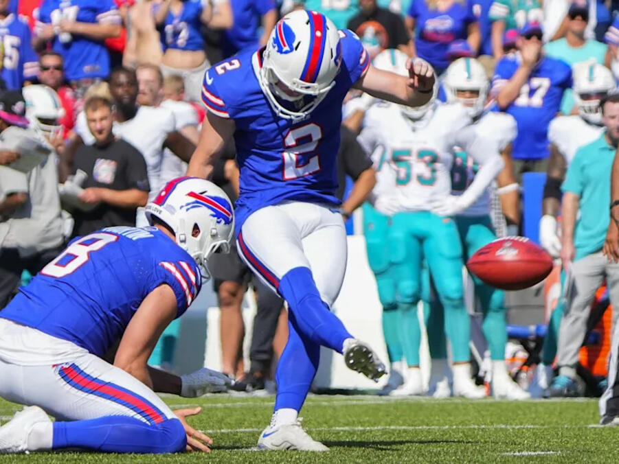 Bills' Tyler Bass Gets Emotional After Making History vs. Dolphins