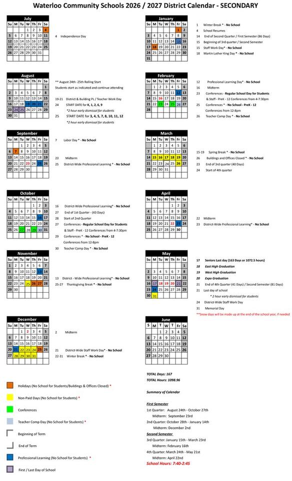 Waterloo Schools adjust 2026-27 calendar and graduations - NewsBreak