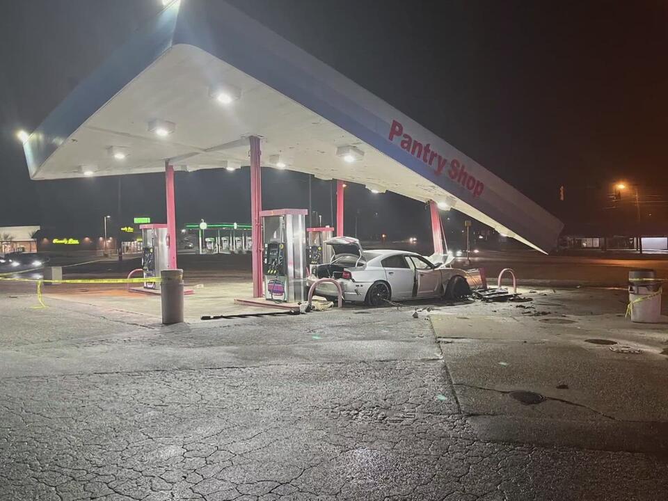 Car crashes into pumps at Greensboro gas station, EMS personnel say