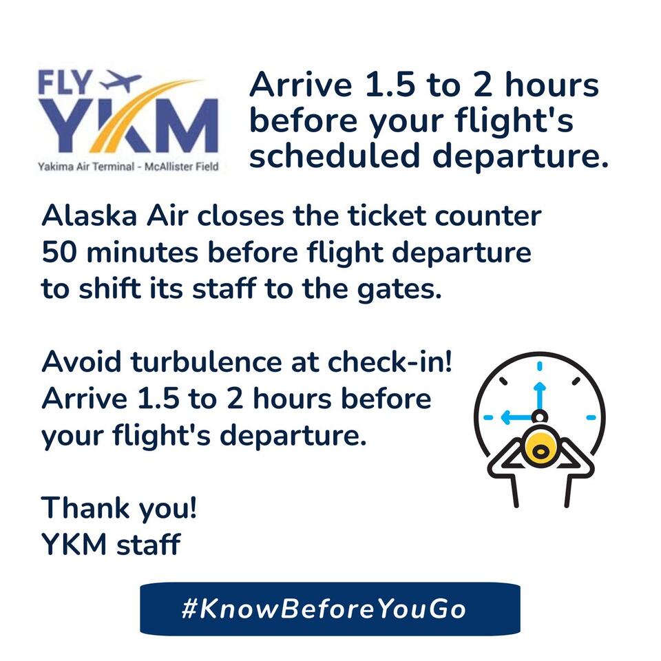 Yakima Airport check-in time reminder - NewsBreak