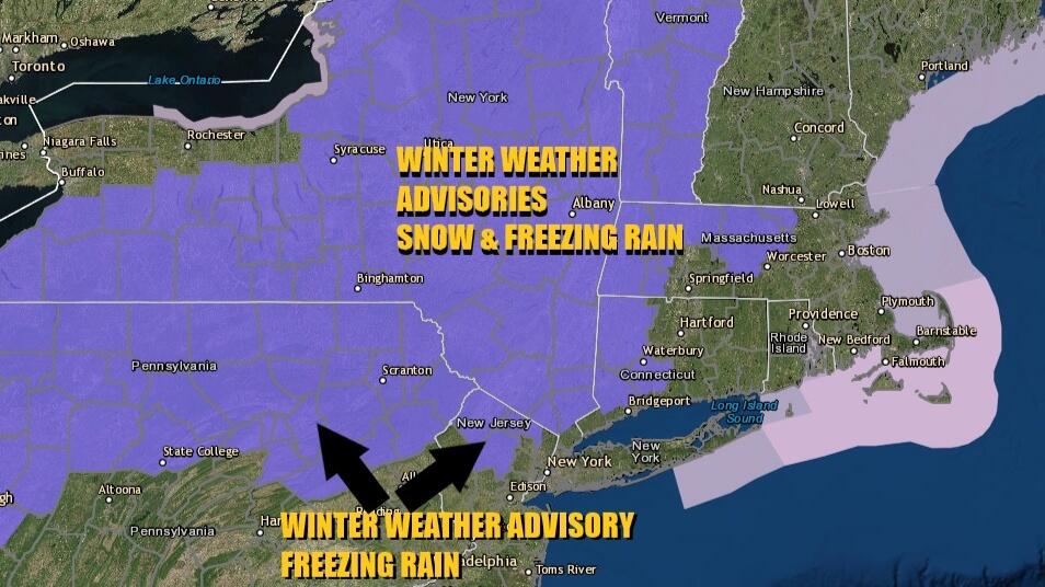 Icy Conditions Across the Northeast US as Winter Weather Advisory for ...