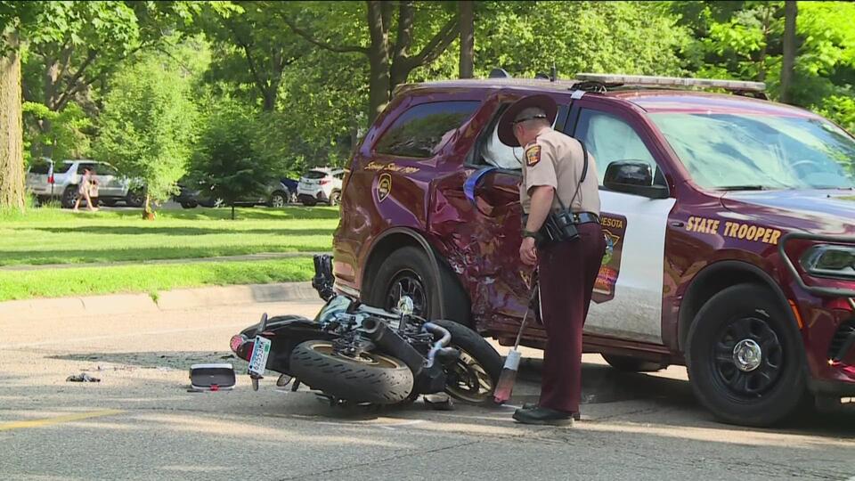 Motorcyclist seriously injured after crashing into state patrol vehicle ...