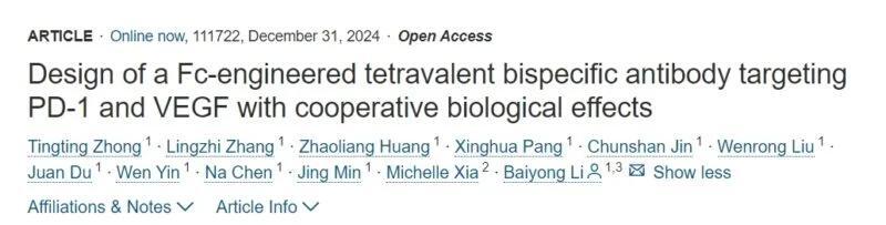 Design of a Fc-engineered tetravalent bispecific antibody targeting PD ...