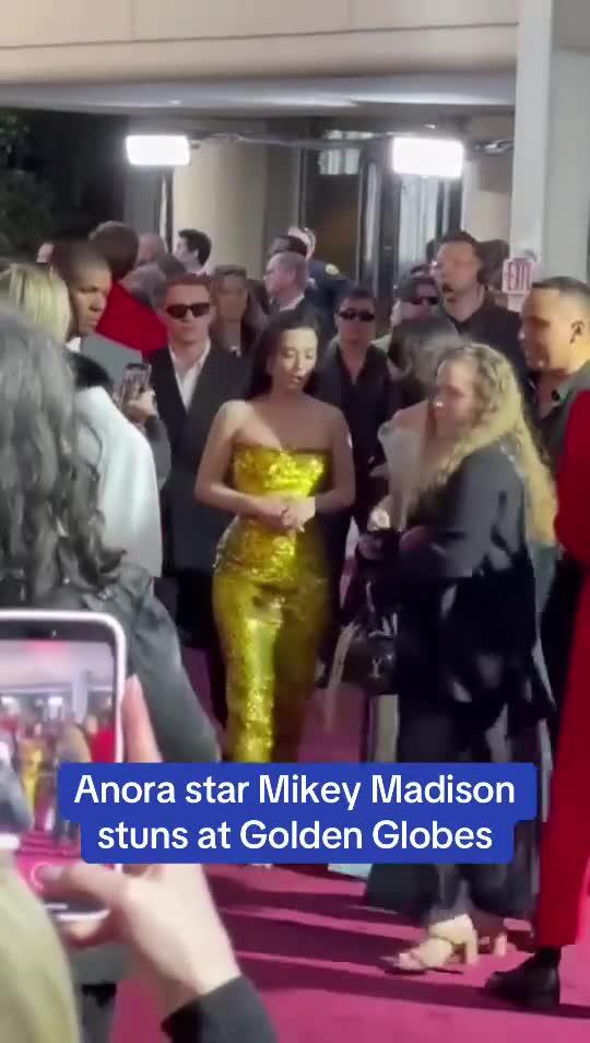 Anora star Mikey Madison wore a gold sequin gown to the 2025 Golden Globes  - NewsBreak