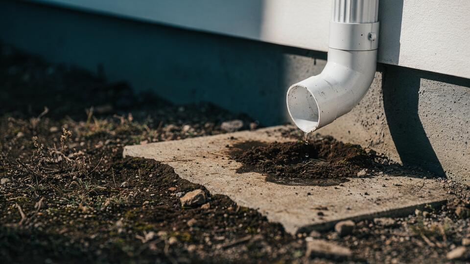 You let your AC drain drip beside the slab, but the EPA calls for ground sloping away for at least 10 ft.