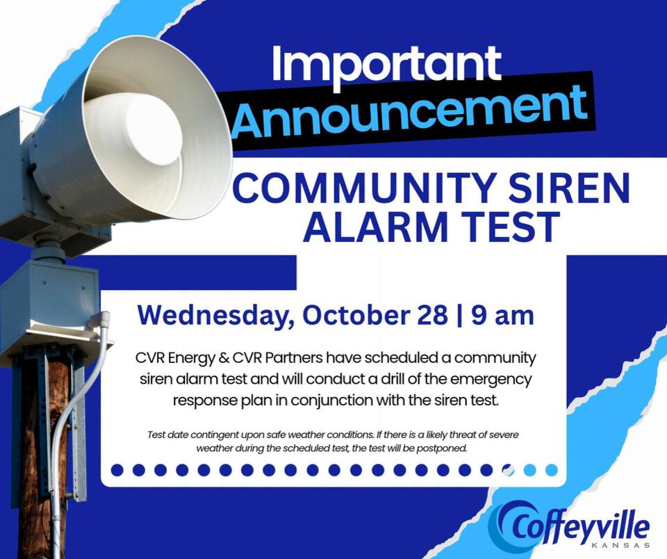Emergency siren test set for Oct. 28 in Coffeyville - NewsBreak