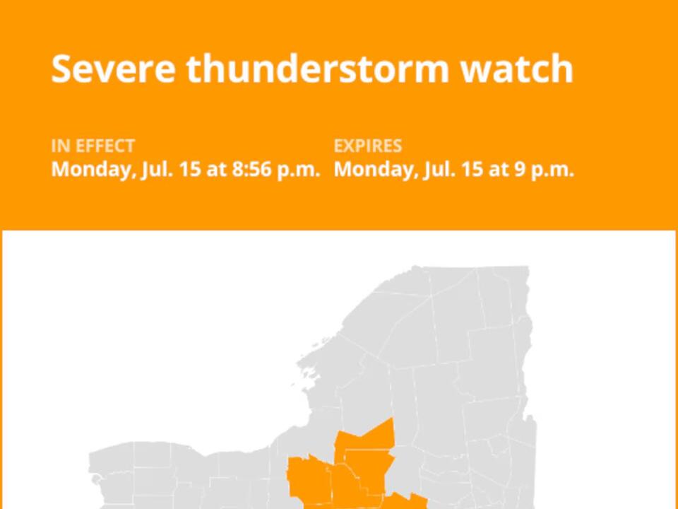 NY weather update: New York under a severe thunderstorm watch Monday night