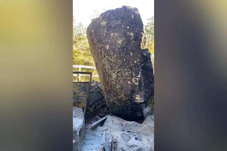 80-ton ‘Mysterious Hanging Boulder’ falls on trail at Polar Caves in ...