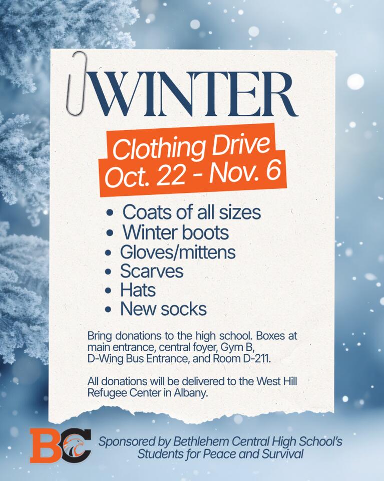 📢 Help BCHS collect winter clothing for refugees - NewsBreak