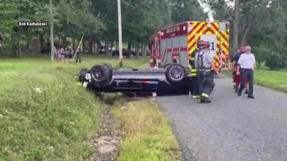 2 people sent to hospital after rollover crash