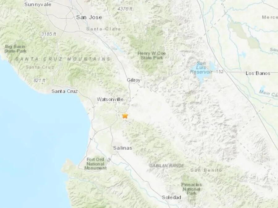 Gilroy earthquake today map