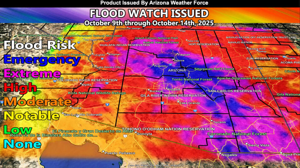Flood Watch and Flood Emergency Issued For Arizona For October 9th ...