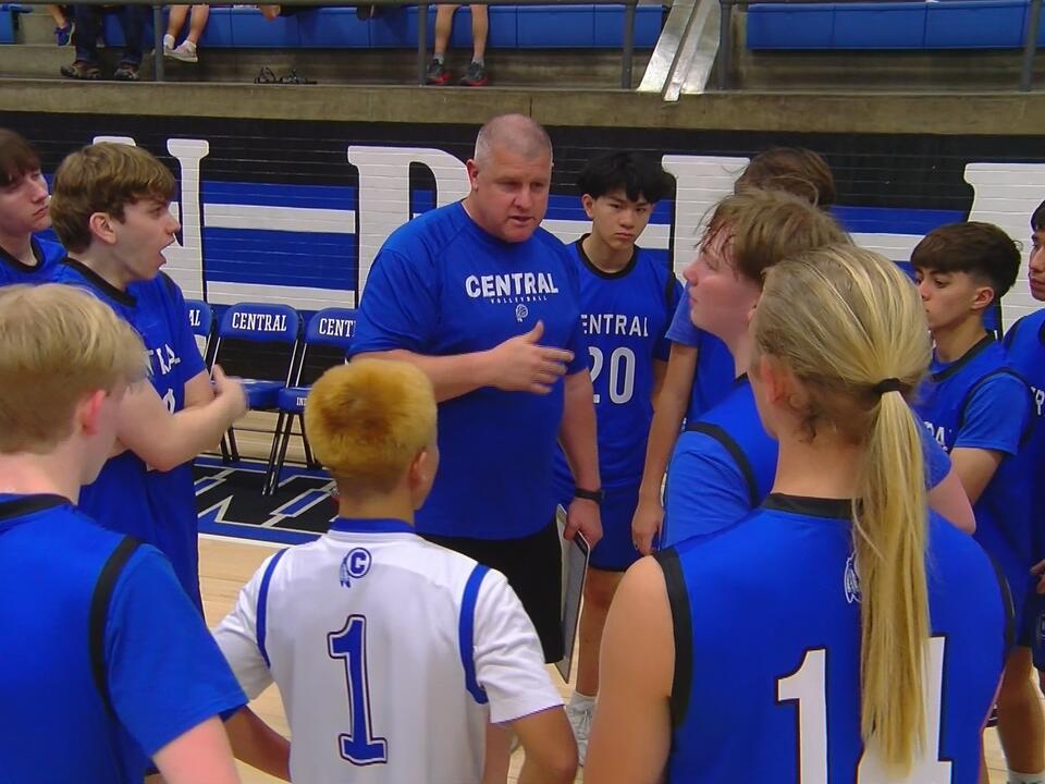 Central High School boys volleyball team learning, having fun in