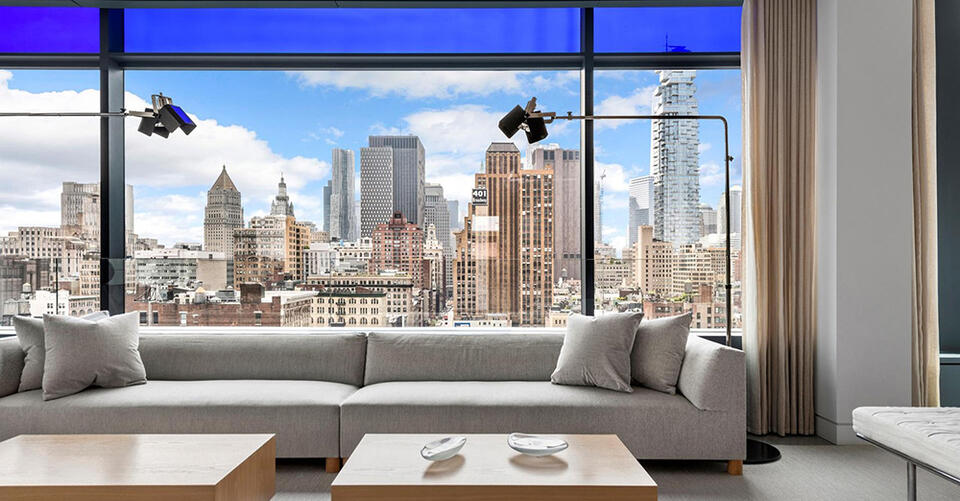 View of Forget Floor-to-Ceiling Windows. This $22.5 Million Manhattan Penthouse ...