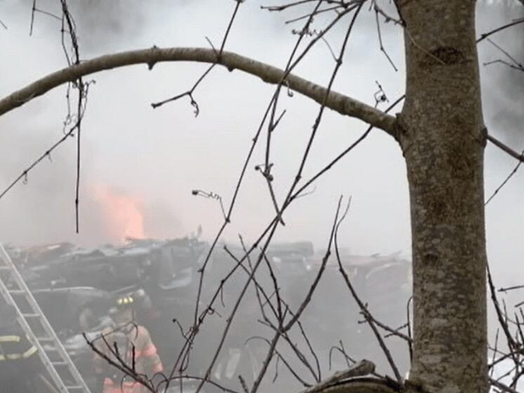 Fire Crews Battle Car Fire at Patterson Auto Wrecking in Cochranton