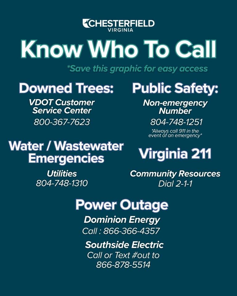 Chesterfield shares emergency contacts for severe weather - NewsBreak