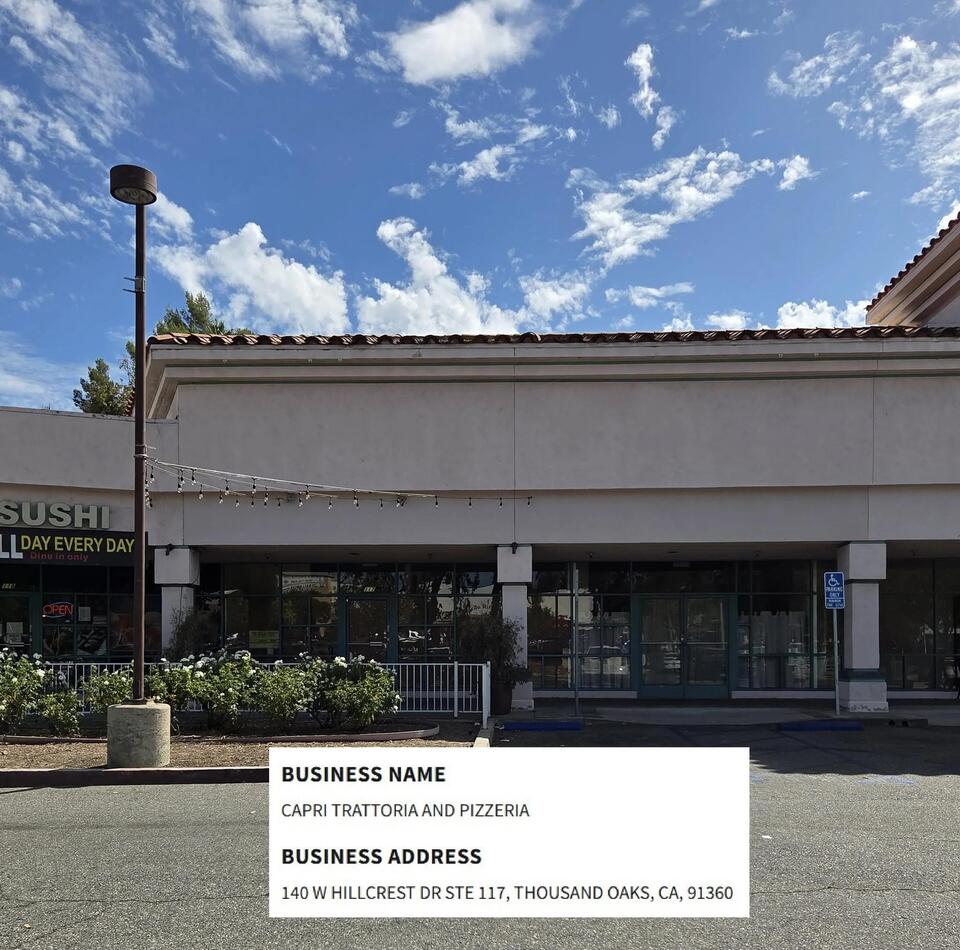 Capri Trattoria and Pizzeria Coming Soon to Thousand Oaks
