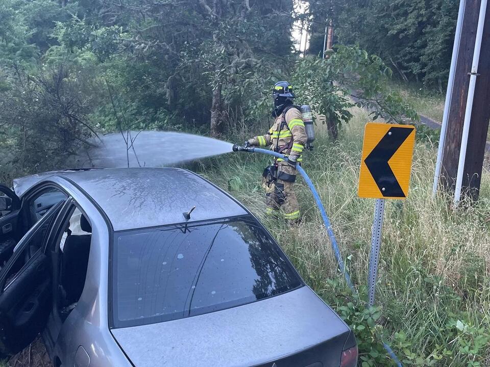 Crash in Philomath leads to fire in grass, blackberries