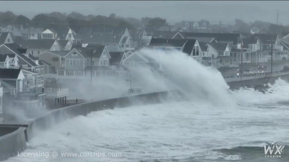 Monster Waves Explode Over Brant Rock, Massachusetts Seawall and Engulf ...