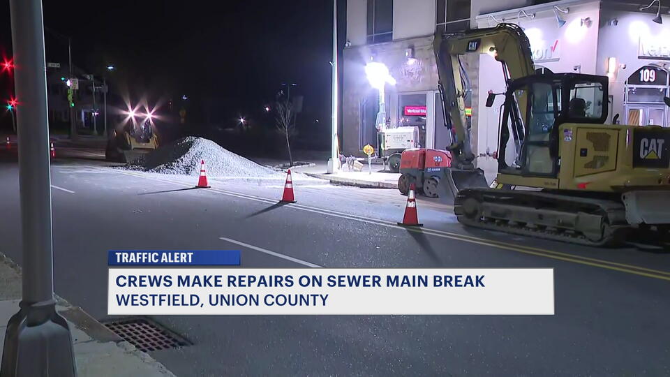 Overnight sewer main break disrupts traffic near Westfield train ...
