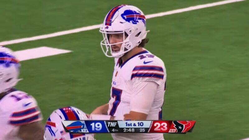 Josh Allen Was Spotted With “Banned” Substance In His Mouth During Bills- Texans 'TNF' Game - NewsBreak
