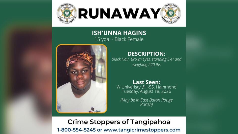 15-year-old runaway could be in East Baton Rouge Parish, deputies say