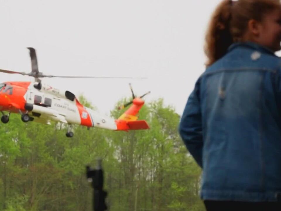 Coast Guard helicopter visits Kilby Shores Elementary in Suffolk