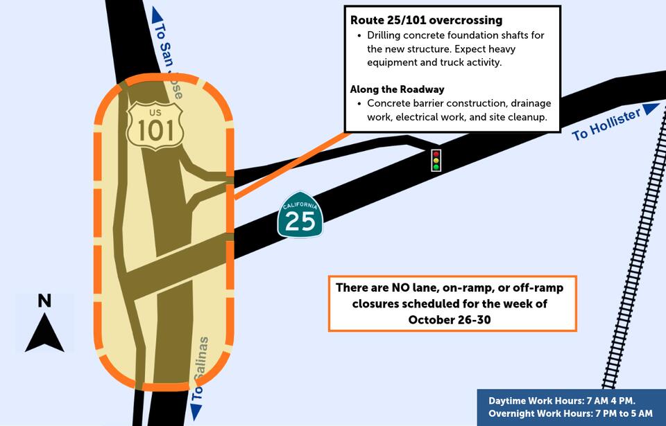 US 101/SR 25 work with no lane closures Oct 26–30 - NewsBreak