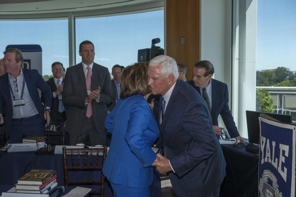 Image for Exclusive: Inside the room where Nancy Pelosi and Mike Pence shared an emotional embrace in front of America’s leadership class