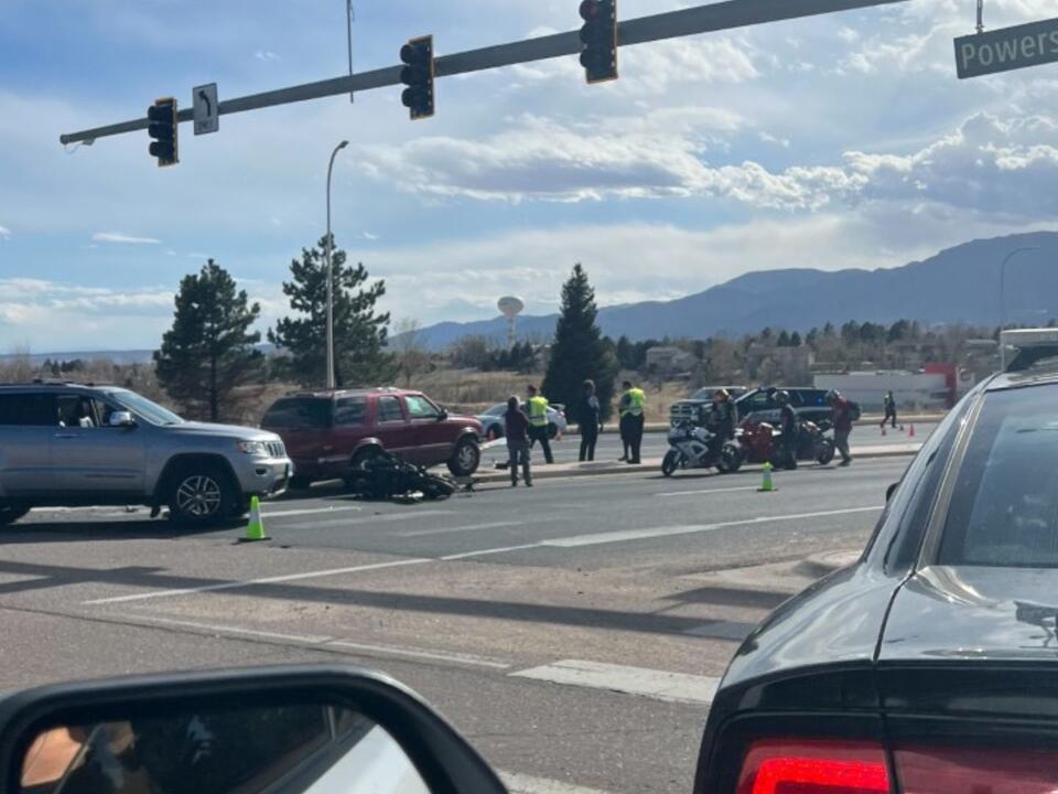 Motorcyclist hit by car near Colorado Springs Airport