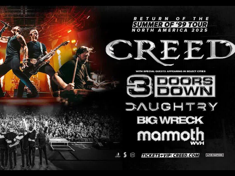 Creed, Daughtry headed to Lincoln for ‘Summer of ‘99′ tour stop in 2025