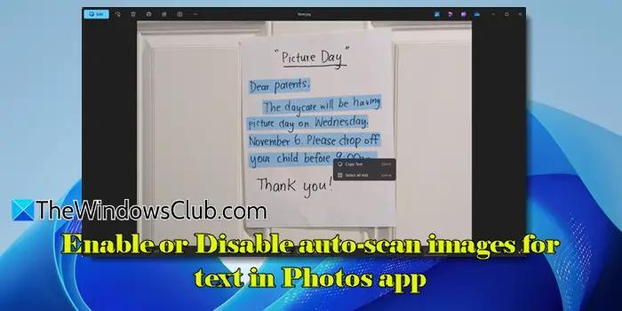 Enable or Disable auto-scan images for text in Photos app - NewsBreak