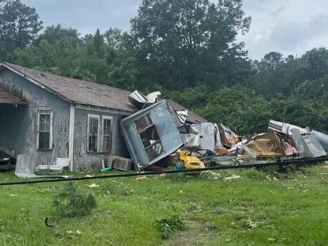Storm damage and a large natural gas leak in Sabine Parish