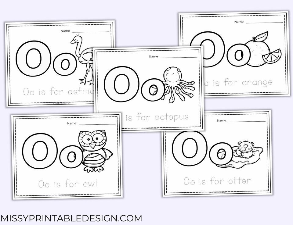 Free Letter O Coloring Page Worksheets for Preschool and Kindergarten ...
