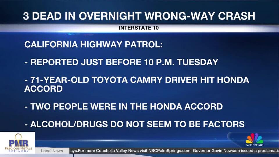 Three Dead After Wrong-Way Crash on I-10 in Coachella - NewsBreak