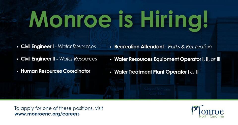 Monroe hiring for multiple city jobs - NewsBreak