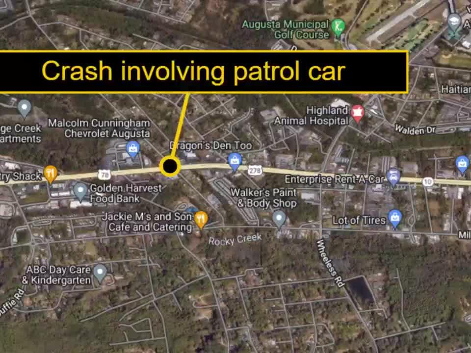 Richmond County patrol car involved in injury crash on Gordon Highway