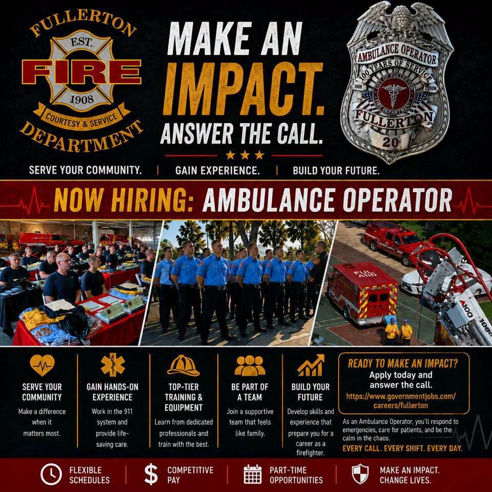 Fullerton Fire Hiring Ambulance Operators - NewsBreak