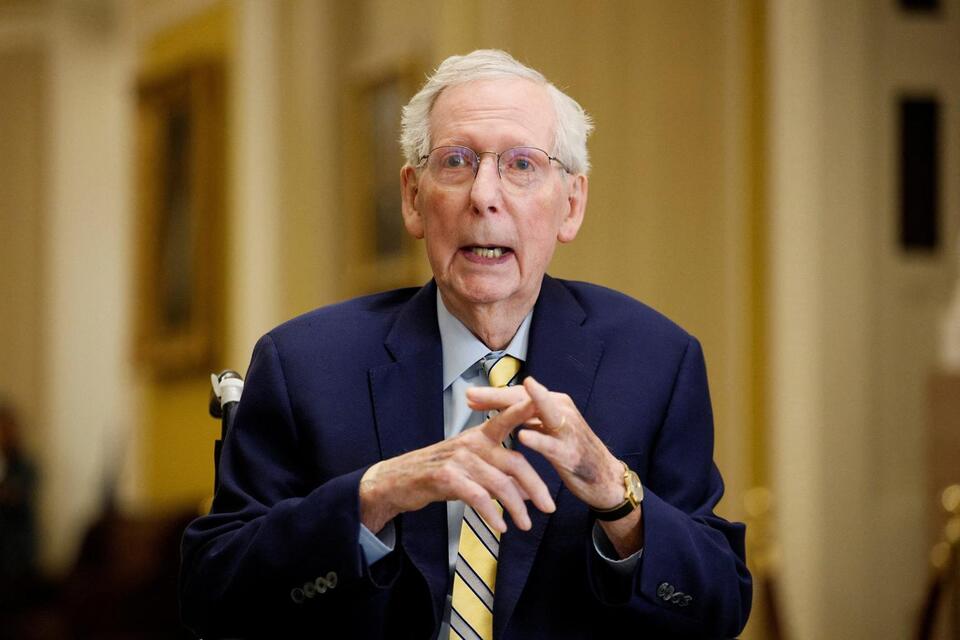Sen. Mitch McConnell returns to Senate floor in wheelchair after hospitalization