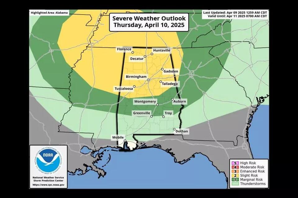 Cold Front Brings Marginal Risks of Severe Weather to Alabama - NewsBreak