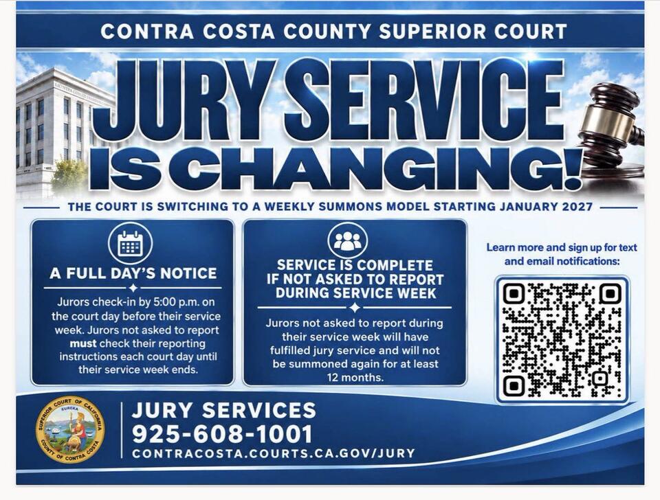 Contra Costa courts shift to weekly jury summons - NewsBreak